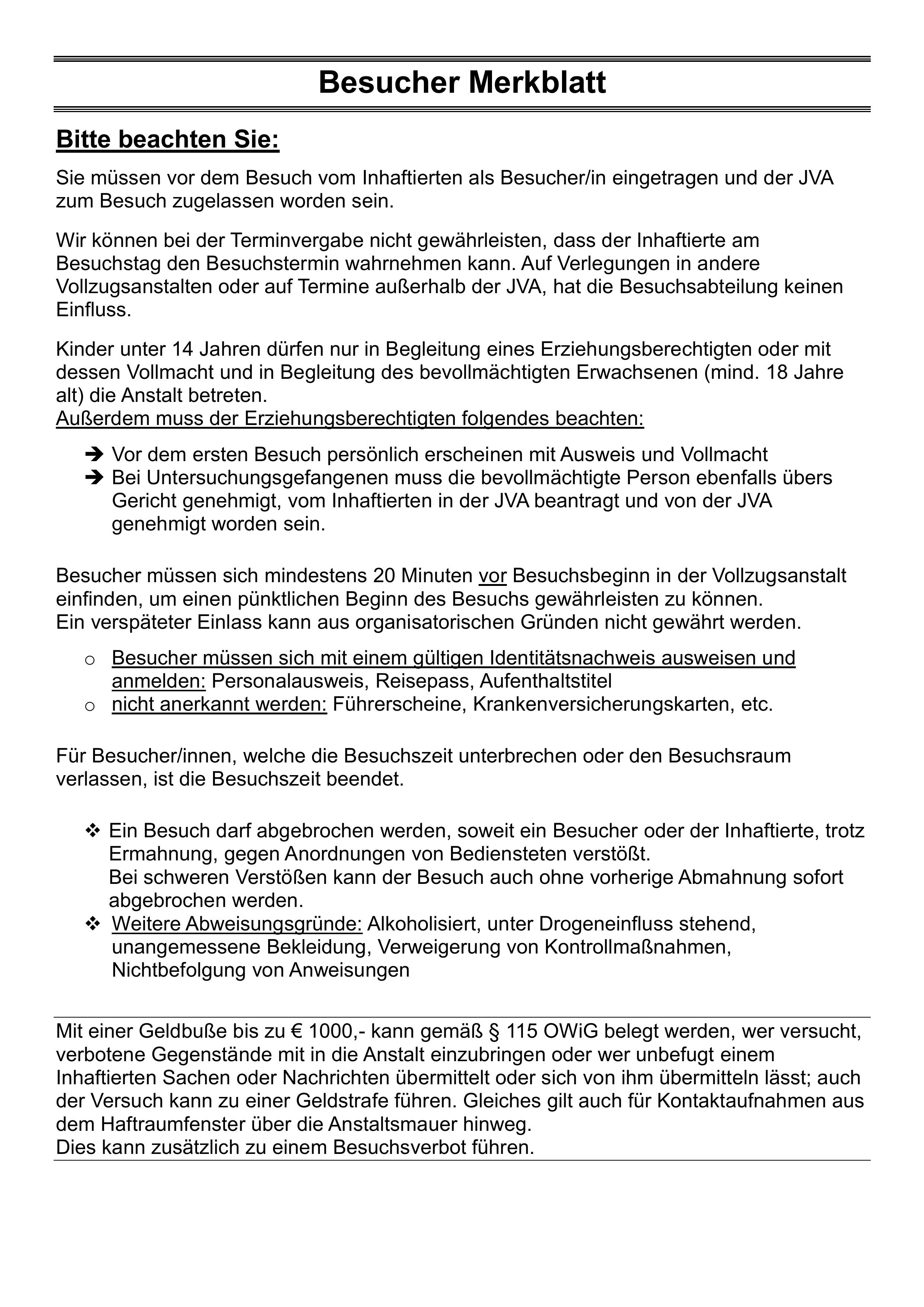 Besucher-Merkblatt